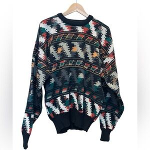 Vtg Today’s News Men’s Sweater Colorful Coogi Style Size Large